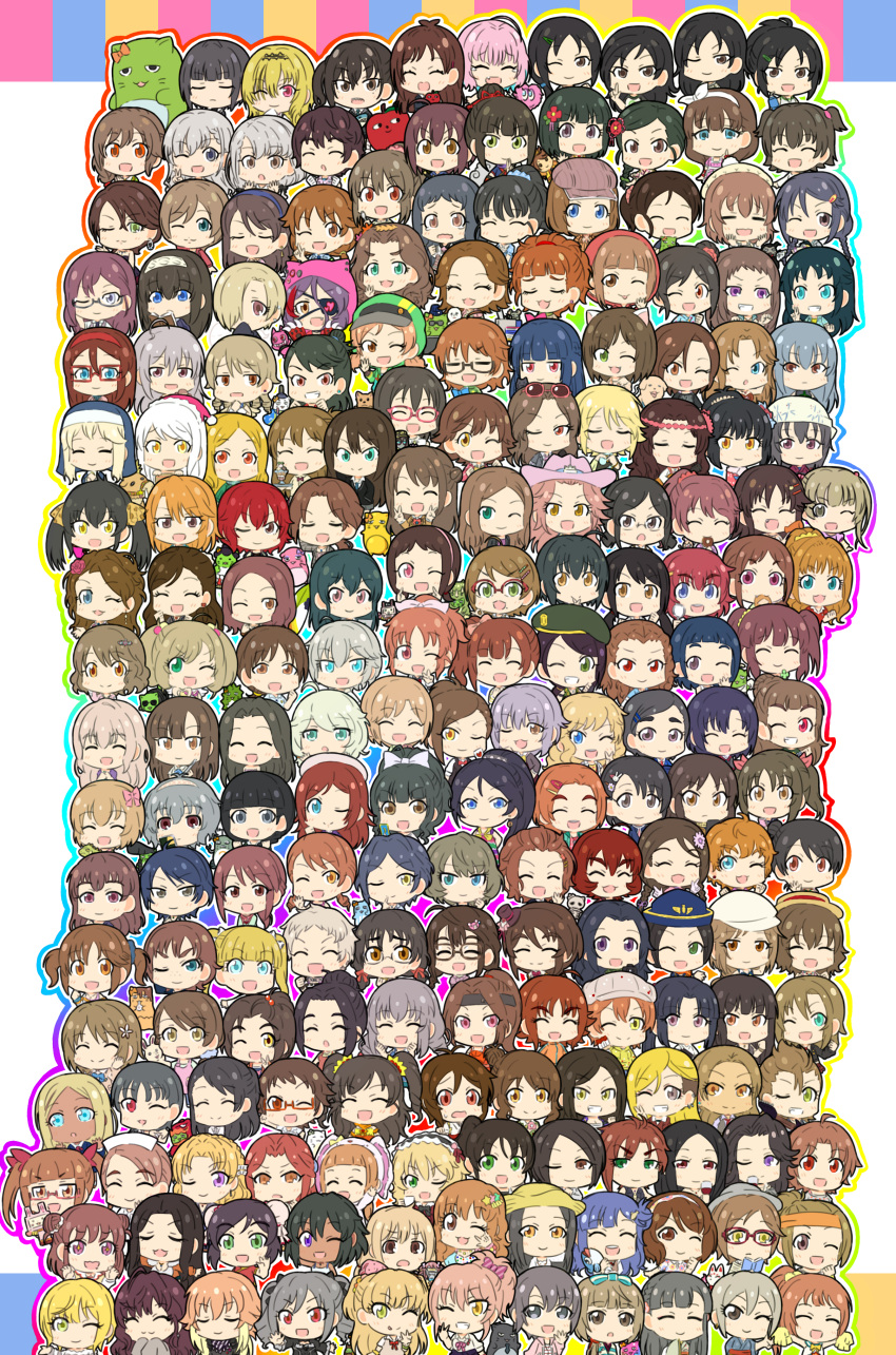 6+girls abe_nana absolutely_everyone absurdres ahoge aiba_yumi aihara_yukino aikawa_chinatsu aino_nagisa akagi_miria akanishi_erika alcohol anastasia_(idolmaster) animal animal_costume animal_ears animal_hug animal_print anniversary anzai_miyako araki_hina ariura_kanna arm_at_side arms_at_sides asano_fuuka asari_nanami ayase_honoka backwards_hat bag bag_of_chips ball bamboo bangs bare_arms bare_legs bare_shoulders baseball_cap beetle belt belt_buckle black-framed_eyewear black_bow black_cat black_footwear black_gothic_dress_(idolmaster) black_hair black_neckwear black_pants black_shorts black_skirt blender blitzen blonde_hair blue_bow blue_dress blue_eyes blue_hair blue_jacket blue_neckwear blue_skirt blunt_bangs blush book boots bottle bow bow_(weapon) bowling bowling_ball bowtie bracelet braid breasts breathing_fire brown_eyes brown_footwear brown_hair brown_pants brown_skirt buckle bug bun_cover bunny_costume buttons camera cat cat_ears cat_tail cathy_graham cellphone chainsaw chair champagne chopsticks clarice_(idolmaster) claw_pose closed_eyes closed_mouth clothes_around_waist clothes_hanger clothes_writing cookie cosplay crop_top crossover cup cute_&amp;_girly_(idolmaster) dancing_flower denim dhalsim dhalsim_(cosplay) dog dog_ears double_bun doughnut doumyouji_karin dress drill_hair drinking_glass earrings eating ebihara_naho egami_tsubaki elbow_gloves employee_uniform empty_eyes etou_misaki_(idolmaster) eve_santaclaus everyone expressionless eye_print eyebrows eyebrows_visible_through_hair eyepatch eyewear_on_head fainted fake_animal_ears fax_machine fedora fire floral_print flower food front-tie_top fujii_tomo fujimoto_rina fujiwara_hajime fukuyama_mai full_body furusawa_yoriko futaba_anzu gem glasses gloves gothic_lolita gradient_hair green_eyes green_hair green_skirt green_vest grey_eyes grey_pants grey_shirt grey_shorts hair_bow hair_flower hair_ornament hair_over_shoulder hair_scrunchie hairband hairclip hamaguchi_ayame hamakawa_ayuna hand_in_pocket hand_on_hip hand_puppet hands_clasped harada_miyo hat hattori_touko hayami_kanade hayasaka_mirei head_tilt helen_(idolmaster) high_heels high_ponytail highres hiiragi_shino himekawa_yuki hino_akane_(idolmaster) hisakawa_hayate hisakawa_nagi holding holding_ball holding_book holding_cup holding_food holding_microphone holding_plate honda_mio hood hooded_sweater hori_yuuko hoshi_shouko houjou_karen hyou-kun hyoudou_rena ichihara_nina ichinose_shiki idolmaster idolmaster_(classic) idolmaster_cinderella_girls igarashi_kyouko iguana_(animal) ijuuin_megumi ikebukuro_akiha imai_kana imura_setsuna insect jacket jacket_around_waist japanese_clothes jeans jenga jersey jewelry jougasaki_mika jougasaki_rika kamijou_haruna kamiya_nao kanzaki_ranko katagiri_sanae kate_(idolmaster) kawashima_mizuki kemonomimi_mode kiba_manami kigurumi kimono kimura_natsuki kirino_aya kiryuu_tsukasa_(idolmaster) kishibe_ayaka kita_hinako kitagawa_mahiro kitami_yuzu knee_boots kobayakawa_sae koga_koharu kohinata_miho komatsu_ibuki komuro_chinami koseki_reina koshimizu_sachiko kudou_shinobu kurihara_nene kurokawa_chiaki kurosaki_chitose kusakabe_wakaba layered_dress layered_skirt layla_(idolmaster) leaning_forward leg_up legs_apart legs_together logo lolita_fashion lolita_hairband long_hair long_skirt long_sleeves looking_back looking_to_the_side lottery low_twintails lunchbox lying machinery maekawa_miku makihara_shiho manabe_itsuki manaka_misato mary_cochran matoba_risa matsubara_saya matsumoto_sarina matsunaga_ryou matsuo_chizuru matsuyama_kumiko medium_breasts messy_hair microphone mifune_miyu milk_bottle mimura_kanako miyamoto_frederica miyoshi_sana mizuki_seira mizumoto_yukari mizuno_midori mochida_arisa mochizuki_hijiri momoi_azuki morikubo_nono moroboshi_kirari mukai_takumi multicolored_hair multiple_girls munakata_atsumi murakami_tomoe muramatsu_sakura mushroom music nagatomi_hasumi nakano_yuka namba_emi namiki_meiko nanjou_hikaru narumiya_yume natalia_(idolmaster) necklace necktie ninomiya_asuka nishijima_kai nishikawa_honami nitta_minami niwa_hitomi nonomura_sora ogata_chieri oikawa_shizuku ok_sign okazaki_yasuha okuyama_saori on_back one_eye_closed one_side_up onigiri oogami_tamaki oohara_michiru ooishi_izumi oonishi_yuriko oonuma_kurumi oota_yuu ootsuki_yui open_clothes open_jacket open_mouth open_vest orange_bow orange_hair orange_neckwear orange_skirt otokura_yuuki overalls own_hands_together painting_(object) pants pantyhose pearl_necklace pencil_skirt pendant pet phone pina_korata pinafore_dress pink-framed_eyewear pink_bow pink_dress pink_hair pink_legwear pixie_cut plaid plaid_jacket plaid_scarf plaid_skirt plate pointing polka_dot polka_dot_dress ponytail poodle pop-up_pirate pout profile puppet purple_hair purple_jacket purple_shirt rabbit_ears red-framed_eyewear red_bow red_eyes red_footwear red_neckwear red_scarf red_skirt reindeer rhinoceros_beetle ringorou_(idolmaster) rubik's_cube running ryuuzaki_kaoru saejima_kiyomi sagisawa_fumika saionji_kotoka saitou_youko sajou_yukimi sakakibara_satomi sakuma_mayu sakurai_momoka santa_hat sapphire_(gemstone) sasaki_chie sash satou_shin saucer sawada_marina scarf scratching_cheek scratching_head scrunchie seki_hiromi selfie_stick semi-rimless_eyewear sena_shiori_(idolmaster) senkawa_chihiro senzaki_ema shaded_face shaved_ice shawl sheep shibuya_rin shiina_noriko shimamura_uzuki shinohara_rei shiomi_shuuko shiragiku_hotaru shirasaka_koume shirayuki_chiyo shirt shoes shopping_bag short_hair shorts shorts_under_skirt shutou_aoi side_braid side_ponytail sidelocks silver_hair singing single_braid sitting skirt skull_necklace sleep_mask sleeveless sleeveless_dress sleeves_past_elbows sleeves_pushed_up smartphone smile sneakers soccer_ball soccer_uniform solid_oval_eyes souma_natsumi sparkling_eyes speech_bubble spoken_person sportswear standing standing_on_one_leg star_(symbol) star_hair_ornament straddling strapless striped striped_background striped_skirt striped_sweater stuffed_animal stuffed_toy sugisaka_umi suitcase sunazuka_akira sunglasses surprised suzumiya_seika sweatband sweatdrop sweater t-shirt table tachibana_arisu tada_riina tail takafuji_kako takagaki_kaede takahashi_reiko takamine_noa takamori_aiko taking_picture tareme teacup teapot teddy_bear thigh-highs thigh_boots thumbs_up tiger_costume tiger_print top_hat totoki_airi tougou_ai toy tozimete_yauyu tractor tsuchiya_ako tsujino_akari tsukimiya_miyabi tsurime tubetop turtleneck twin_braids twin_drills twintails ueda_suzuho ujiie_mutsumi umeki_otoha unbuttoned under-rim_eyewear underwear uniform v v_arms very_long_hair very_short_hair vest wakabayashi_tomoka wakiyama_tamami wakui_rumi wavy_hair weapon white_dress white_footwear white_gloves white_shorts white_skirt wing_collar wrist_cuffs wristband yagami_makino yaguchi_miu yamato_aki yanagi_kiyora yanase_miyuki yao_feifei yellow_dress yellow_eyes yellow_footwear yellow_skirt yokoyama_chika yorita_yoshino yoshioka_saki yumemi_riamu yusa_kozue yuuki_haru zaizen_tokiko zipper