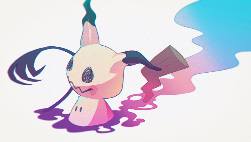 claws energy film_grain gen_7_pokemon ghost highres mimikyu no_humans pokemon pokemon_(creature) saiku_(zvlku) shiny solid_oval_eyes solo white_background