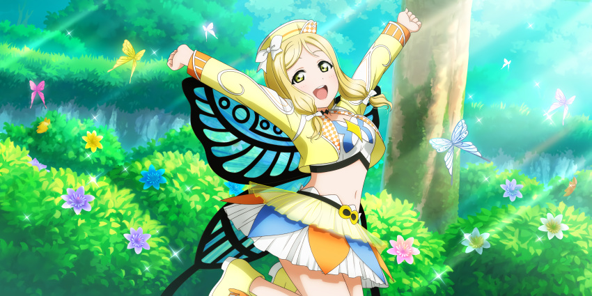 blonde_hair blush dress love_live!_school_idol_festival_all_stars ohara_mari short_hair smile wings yellow_eyes