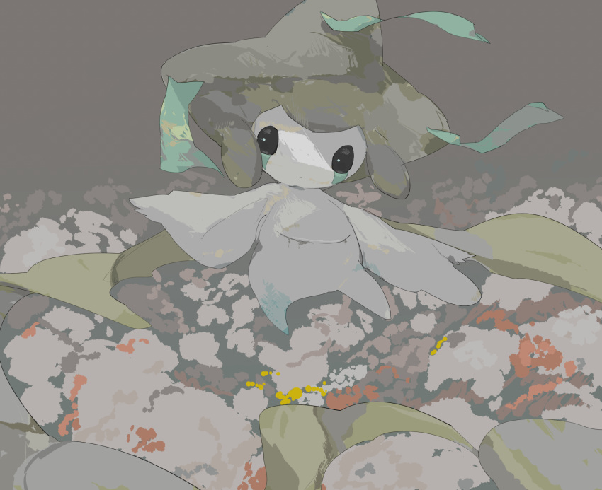 apios1 black_eyes blank_eyes closed_mouth commentary_request expressionless full_body gen_3_pokemon highres jirachi legendary_pokemon muted_color mythical_pokemon no_humans pokemon pokemon_(creature) sitting solo third_eye