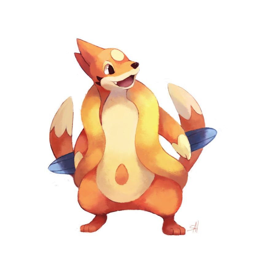 black_eyes commentary creature english_commentary floatzel full_body gen_4_pokemon highres no_humans pokemon pokemon_(creature) signature simple_background solo standing white_background