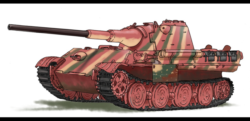 caterpillar_tracks commentary_request graphite_(medium) ground_vehicle military military_vehicle motor_vehicle no_humans original panzerkampfwagen_panther panzerkampfwagen_panther_2 shoki_(tel) tank traditional_media translation_request white_background
