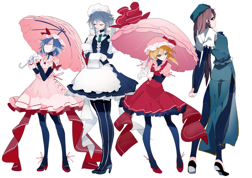 flandre_scarlet highres hong_meiling ikurauni izayoi_sakuya remilia_scarlet touhou