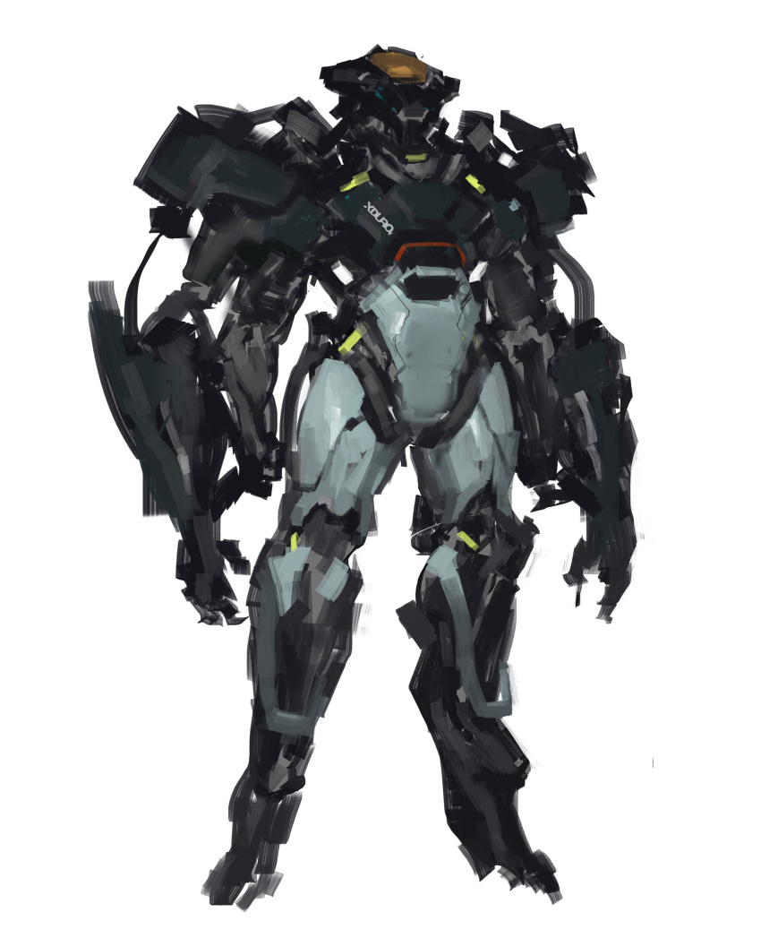 clenched_hands extra_arms highres korean_commentary looking_ahead mecha no_humans open_hands original science_fiction siku199 sketch solo standing white_background