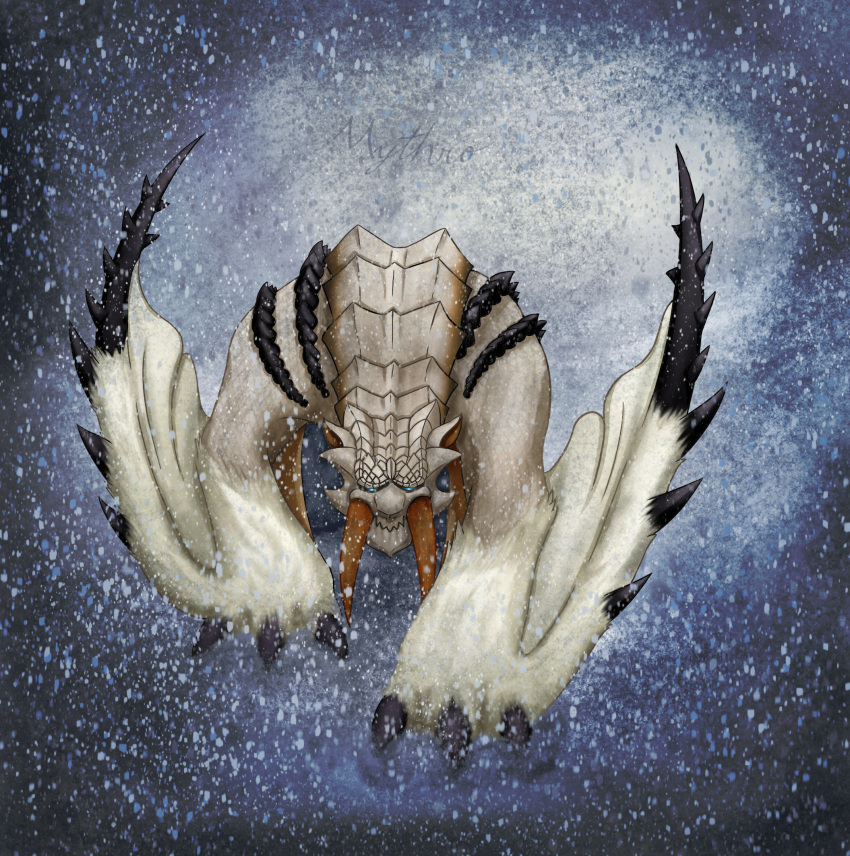 barioth blizzard folded_wings monster_hunter monster_hunter_3 mythro snow tusks wings