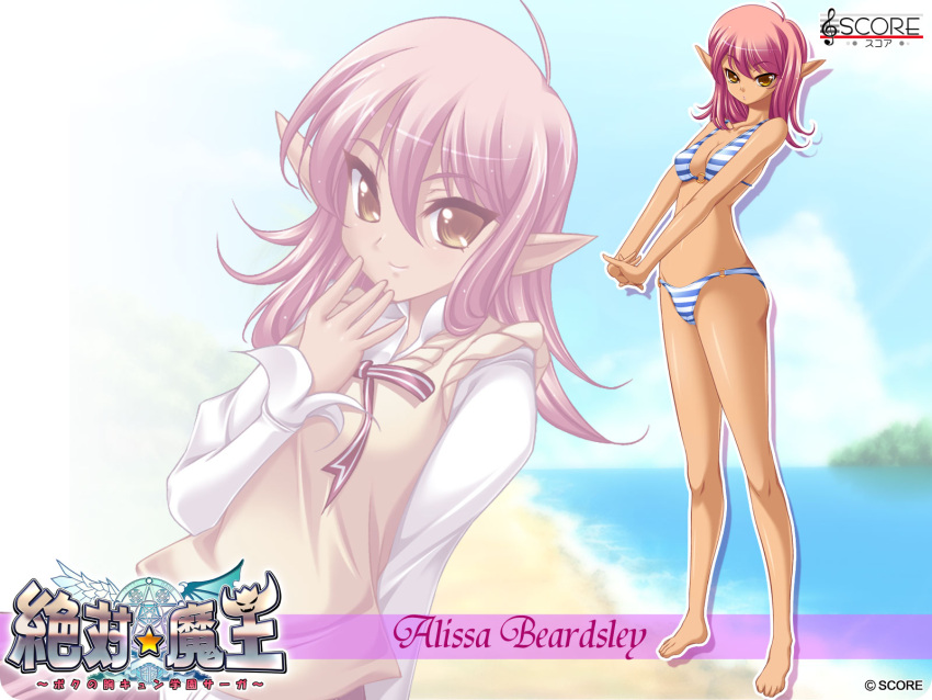 alissa_beardsky bikini elf nanasube_juuji score swimsuit wallpaper zettai_maou