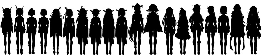 6+girls ahoge bismarck_(kantai_collection) fusou_(kantai_collection) gangut_(kantai_collection) greyscale hair_ornament haruna_(kantai_collection) hat headband headgear hiei_(kantai_collection) highres hyuuga_(kantai_collection) iowa_(kantai_collection) ise_(kantai_collection) kantai_collection kirishima_(kantai_collection) kongou_(kantai_collection) kouga_(mutsumi) littorio_(kantai_collection) long_hair long_image monochrome multiple_girls musashi_(kantai_collection) mutsu_(kantai_collection) nagato_(kantai_collection) ponytail richelieu_(kantai_collection) roma_(kantai_collection) short_hair silhouette very_long_hair warspite_(kantai_collection) wide_image yamashiro_(kantai_collection) yamato_(kantai_collection)