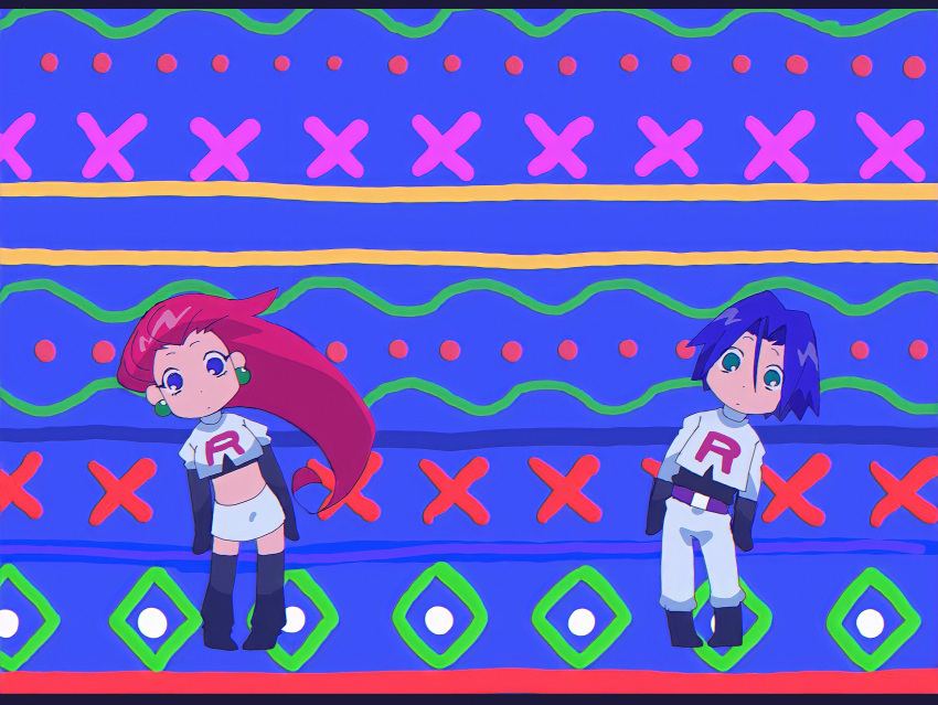 1boy 1girl ameya_(okemu_ame) highres james_(pokemon) jessie_(pokemon) pokemon pokemon_(creature) team_rocket