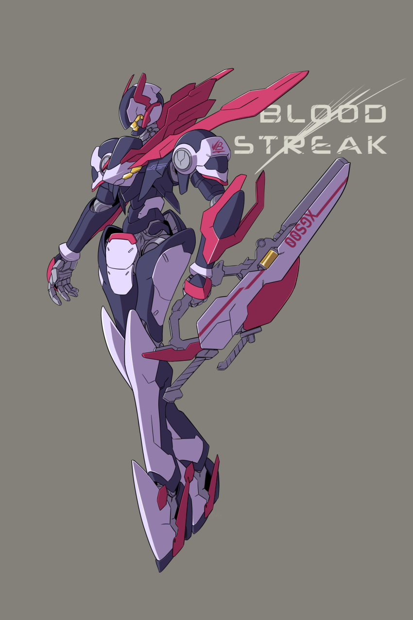 absurdres brown_background english_text highres holding holding_sheath mecha no_humans open_hand original scabbard setodra sheath sheathed simple_background sword weapon