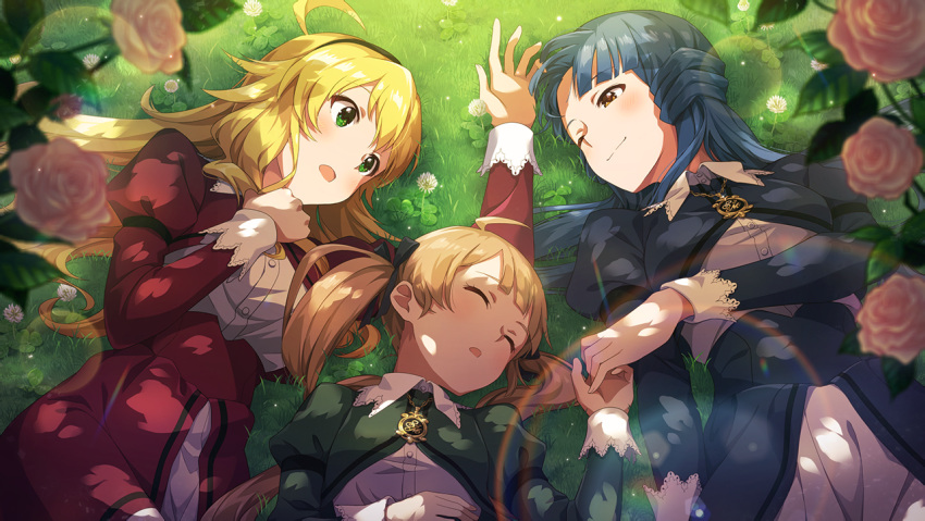 blonde_hair blush dress green_eyes hoshii_miki idolmaster_million_live!_theater_days long_hair