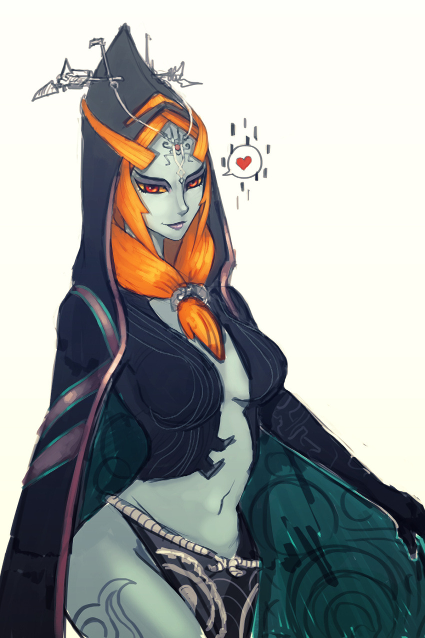 1girl breasts heart hood loincloth looking_at_viewer midna midna_(true) orange_hair orange_sclera red_eyes smile solo spoken_heart the_legend_of_zelda the_legend_of_zelda:_twilight_princess twilight_princess vexxa.fireiv