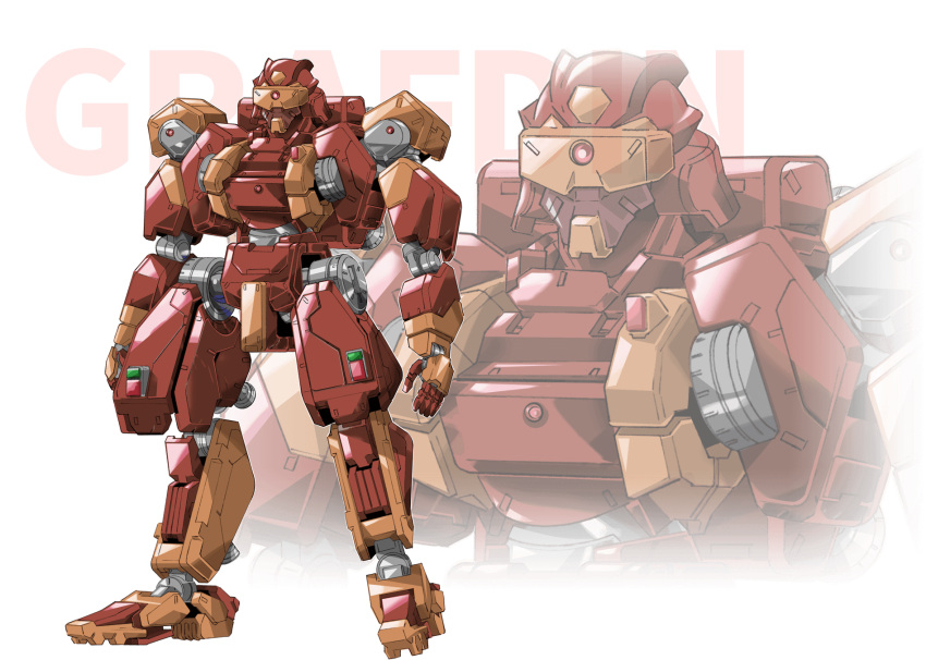 character_name grafdin highres looking_ahead mecha no_humans official_art one-eyed open_hands red_eyes science_fiction solo standing super_robot_wars super_robot_wars_dd teraoka_kenji transparent_background