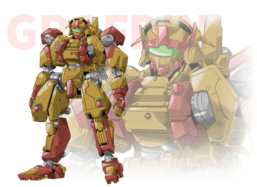 character_name grafdin highres looking_ahead mecha no_humans official_art one-eyed open_hands red_eyes science_fiction solo standing super_robot_wars super_robot_wars_dd teraoka_kenji transparent_background