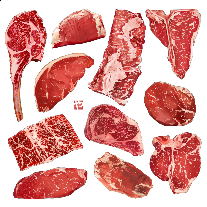 bone food food_focus highres meat no_humans original raw_meat simple_background steak still_life studiolg white_background