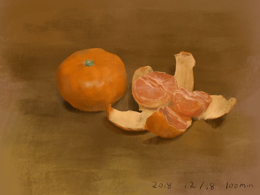 completion_time dated food fruit highres kai_sei mandarin_orange no_humans orange_theme original still_life
