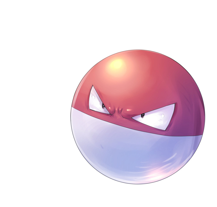 brown_eyes commentary_request full_body furrowed_eyebrows gen_1_pokemon highres no_humans pokemon pokemon_(creature) shiny simple_background solo timide voltorb white_background