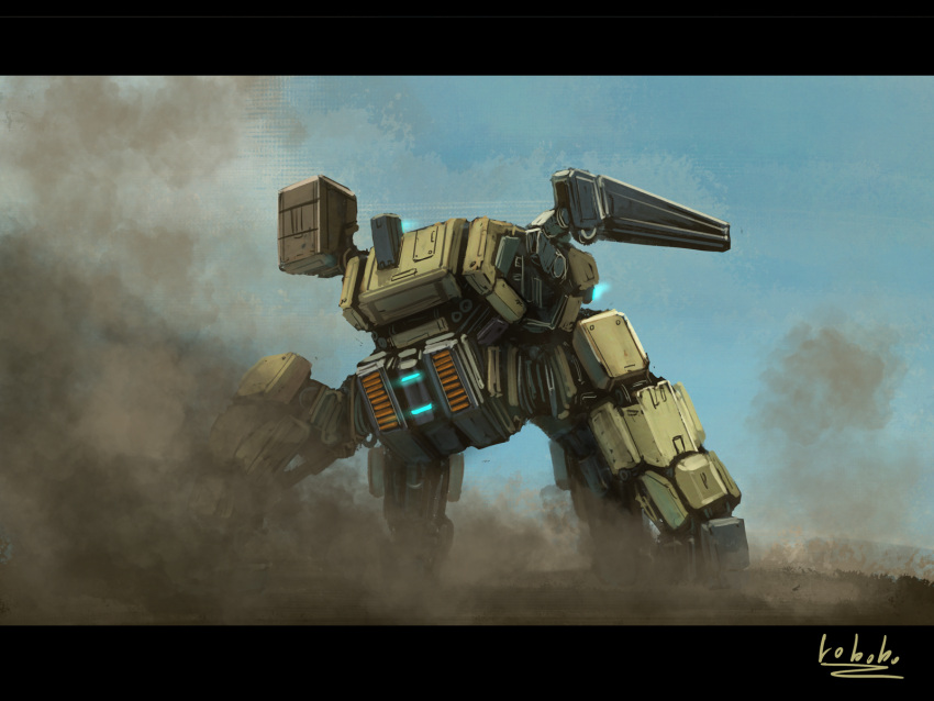 bottoms1237 desert dust from_behind from_below highres mecha missile_pod no_arms no_humans original science_fiction solo