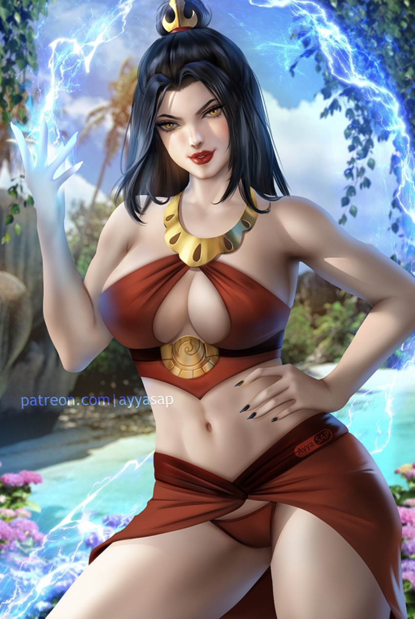 1girl avatar_(series) ayya_saparniyazova azula bikini highres lightning patreon_username solo swimsuit undressing