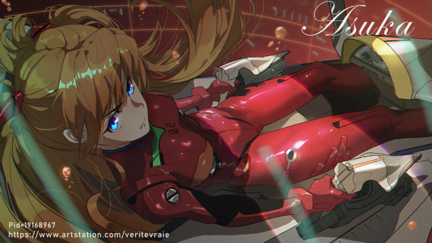 1girl absurdres ass_visible_through_thighs blue_eyes boyu_yang brown_hair bubble character_name cockpit entry_plug highres huge_filesize interface_headset long_hair looking_at_viewer neon_genesis_evangelion plugsuit solo souryuu_asuka_langley v-shaped_eyebrows watermark web_address