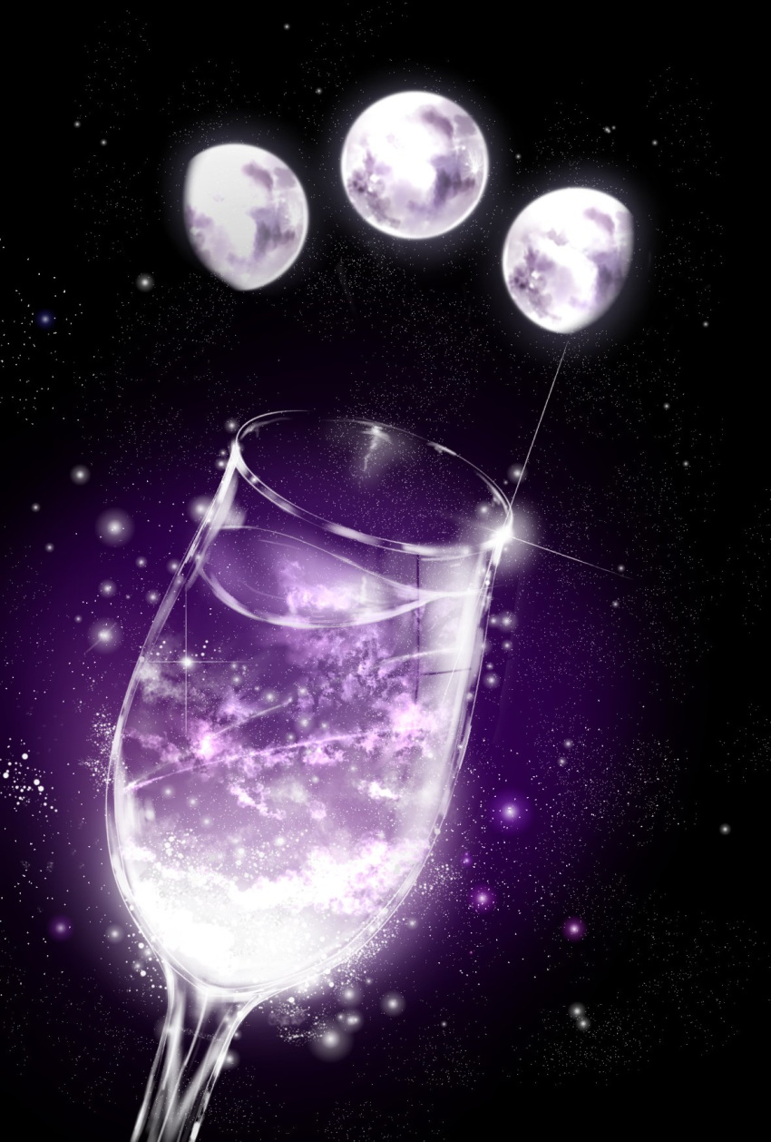 awanagiee cup drink drinking_glass glass highres moon no_humans original scenery sky star_(sky) starry_sky still_life