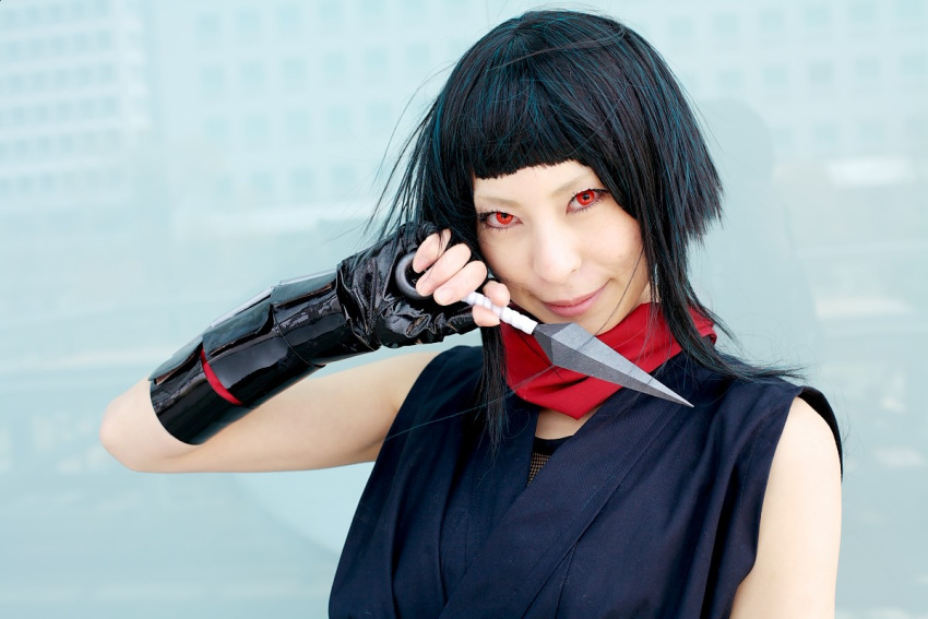 ari_(model) cosplay gloves kunai kunoichi mai_hime ninja okuzaki_akira photo
