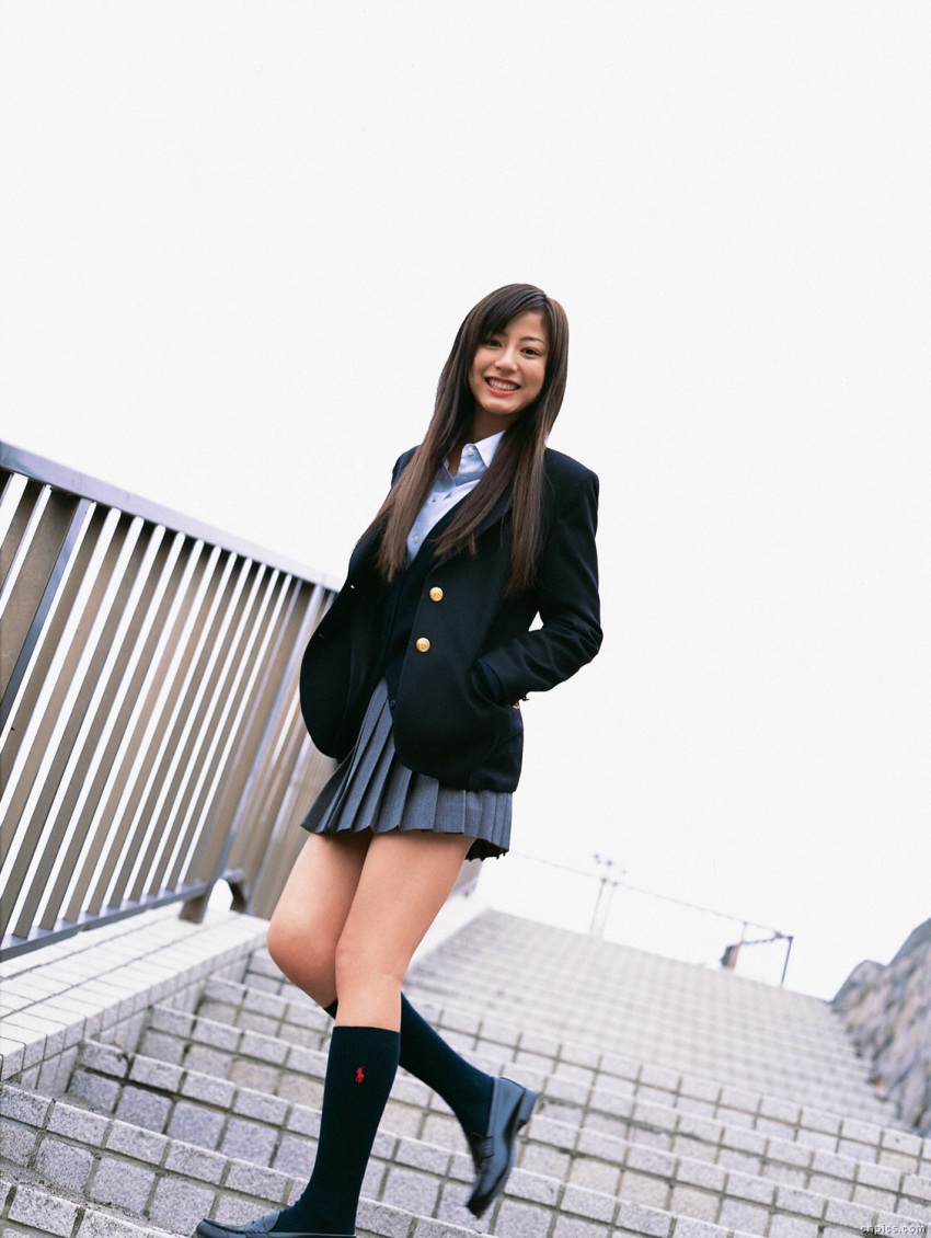 blazer cardigan cosplay knee_socks photo school_uniform sugimoto_yumi