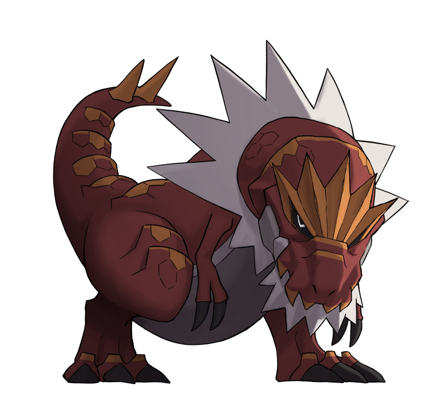 absurdres claws closed_mouth commentary_request full_body gen_6_pokemon highres looking_at_viewer no_humans pokemon pokemon_(creature) simple_background solo tyrantrum white_background yoshi_(moco1)