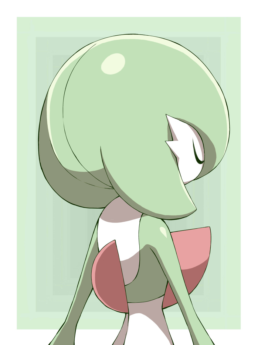 absurdres arms_at_sides closed_eyes colored_skin commentary_request facing_away from_behind gardevoir gen_3_pokemon highres multicolored multicolored_background pokemon pokemon_(creature) shabana_may solo spikes upper_body white_skin