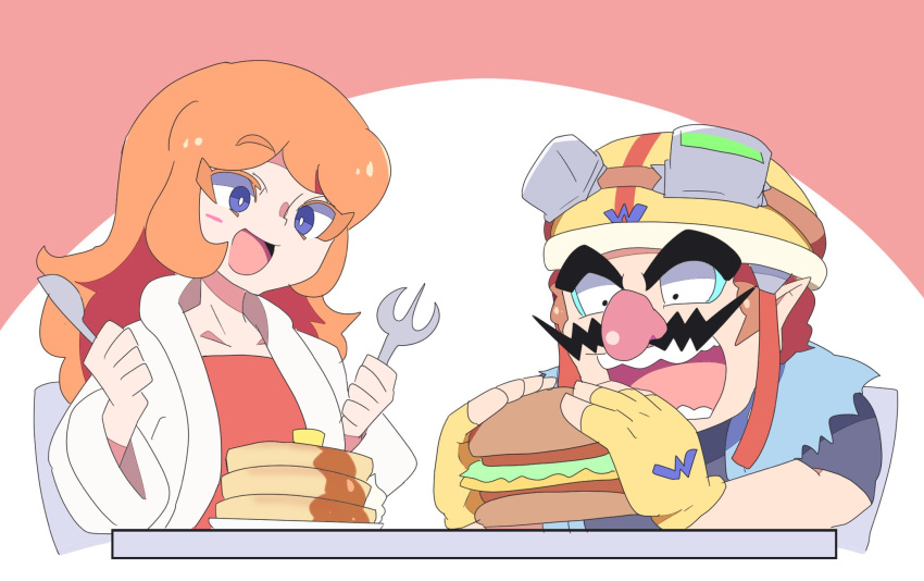 blue_eyes chicken_rib highres mona_(warioware) orange_hair wario warioware