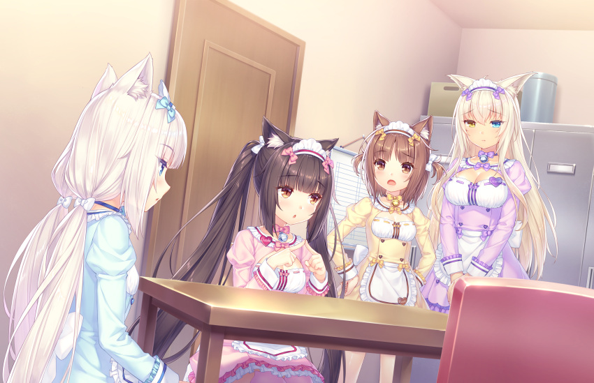 animal_ears azuki_(nekopara) cat_ears cat_girl cat_tail chocola_(nekopara) coconut_(nekopara) highres long_hair multiple_girls nekopara sayori_(neko_works) siblings sisters tail vanilla_(nekopara)