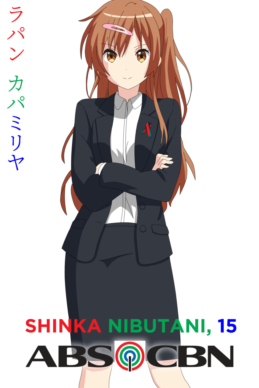 1girl abs-cbn absurdres business_suit chuunibyou_demo_koi_ga_shitai! formal highres master_takeshi nibutani_shinka office_lady pencil_skirt self_upload skirt skirt_suit suit uniform