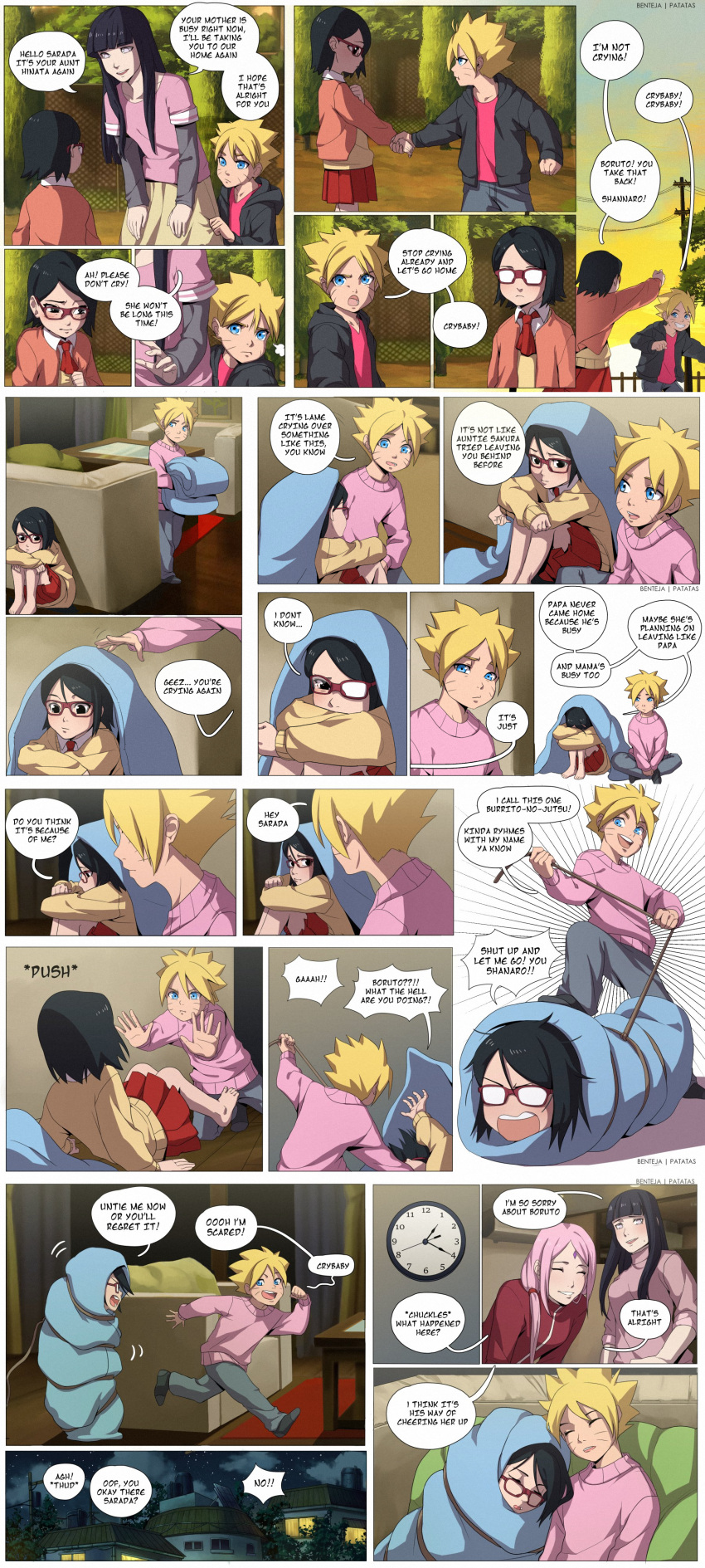 absurdres benteja black_eyes black_hair blonde_hair blue_eyes blue_hair boruto:_naruto_next_generations boruto:_naruto_the_movie glasses haruno_sakura highres huge_filesize hyuuga_hinata naruto naruto_(series) uchiha_sarada uzumaki_boruto whisker_markings whiskers