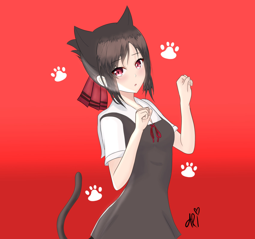 1girl black_dress black_hair cat_ears cat_tail kaguya-sama_wa_kokurasetai_~tensai-tachi_no_renai_zunousen~ nekomimi shinomiya_kaguya