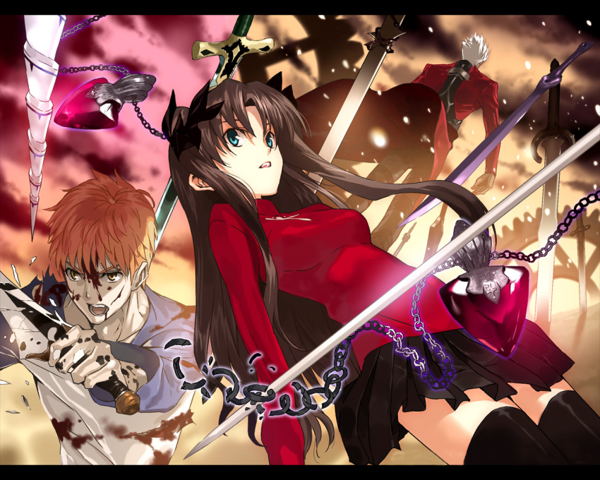 archer emiya_shirou fate/stay_night sword tohsaka_rin zettai_ryouiki