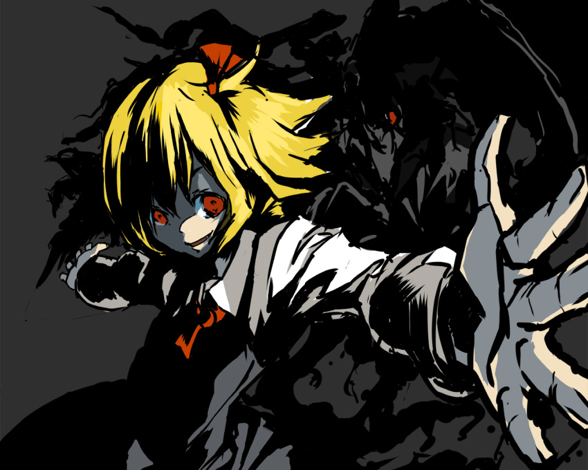 blonde_hair darkness fang red_eyes ribbon ritsu_(pixiv9642) ritsu_(roboroboro) rumia short_hair touhou