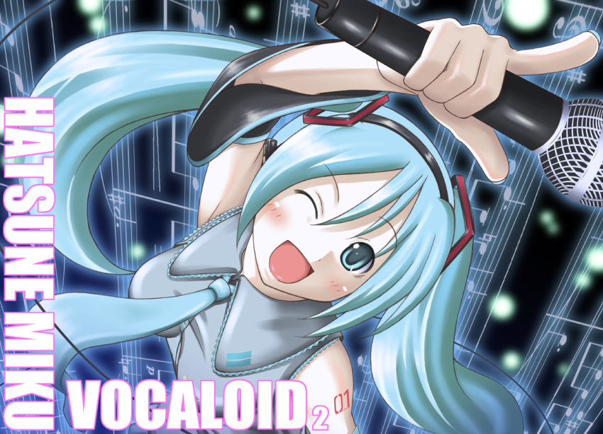 hatsune_miku microphone nukunuku_(hinataboltuko) vocaloid