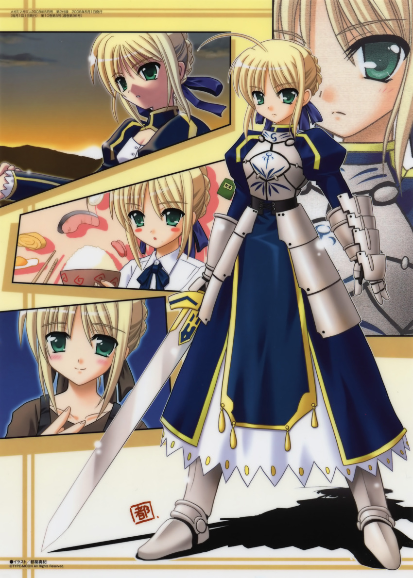 armor blonde_hair fate/stay_night fate_(series) green_eyes highres megami saber sword weapon