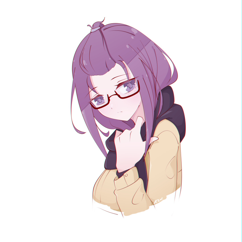1girl absurdres glasses highres kagamihara_sakura looking_at_viewer mocca scarf sweater violet_eyes winter_clothes yurucamp
