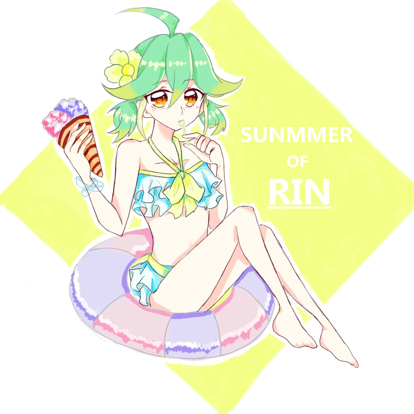 ahoge green_hair karia_(pixiv) multicolored_hair rin_(yuu-gi-ou_arc-v) summer yuu-gi-ou yuu-gi-ou_arc-v