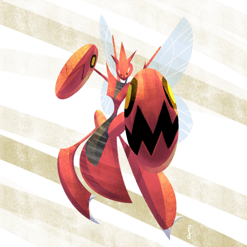 abstract claws gen_2_pokemon highres insect_wings looking_at_viewer lorenzocolangeli pokemon pokemon_(creature) scizor signature simple_background tagme wings