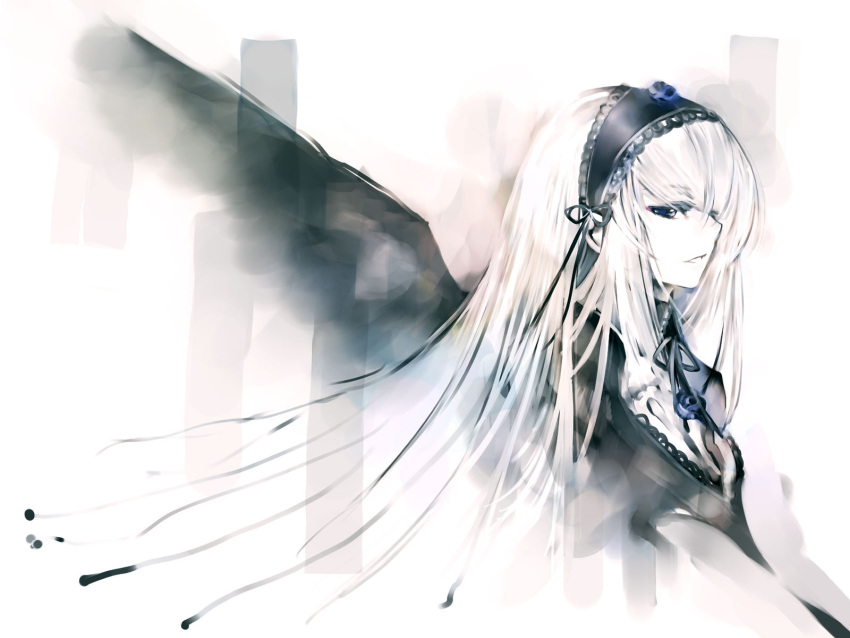 1600x1200 kei_(artist) long_hair rozen_maiden suigintou wallpaper white_hair wings