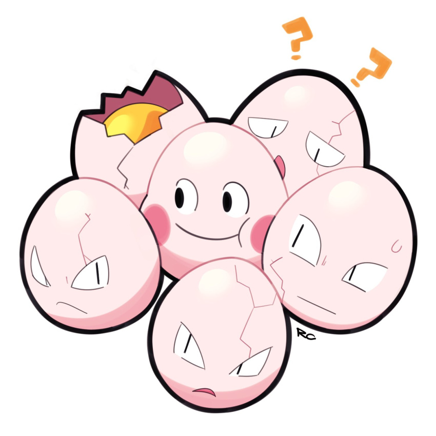 ? ?? artsy-rc exeggcute fusion gen_1_pokemon highres mr._mime no_humans pokemon pokemon_(creature) signature simple_background smile white_background