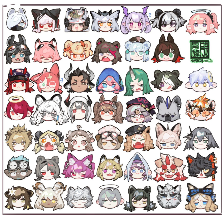 6+boys 6+girls :&gt; :&lt; :o :| aak_(arknights) adnachiel_(arknights) ahoge angelina_(arknights) angry animal_ear_fluff animal_ears annoyed arene_(arknights) arknights artist_logo asbestos_(arknights) aviator_cap bangs beads bear_ears beehunter_(arknights) beeswax_(arknights) black_border black_bow black_hair black_headwear black_horns black_mask blonde_hair blue_bow blue_eyes blue_hair blue_poison_(arknights) blush border bored bow braid brown_eyes brown_hair brown_headwear bunny_hair_ornament c: cat_boy catapult_(arknights) closed_eyes closed_mouth courier_(arknights) cow_horns curly_hair dark_skin dark-skinned_female dark_skinned_male deer_ears depressed dog_boy dog_ears drill_hair ear_piercing ears_through_headwear ethan_(arknights) expressionless exusiai_(arknights) eyebrow_piercing eyebrows_visible_through_hair eyepatch eyjafjalla_(arknights) face facial_hair fang fangs feater_(arknights) feather_hair fire_helmet flight_goggles flower folinic_(arknights) fox_ears freckles frostleaf_(arknights) furrowed_eyebrows furry glaring glasses goat_ears goat_horns goatee goggles goggles_on_head gravel_(arknights) green_eyes green_hair grey_eyes grey_hair greythroat_(arknights) greyy_(arknights) gummy_(arknights) hair_beads hair_bow hair_flower hair_ornament hair_over_one_eye hairclip half-closed_eyes halo happy hat headphones headset highres hood hood_up horns horns_through_headwear hoshiguma_(arknights) hung_(arknights) ifrit_(arknights) iris_(arknights) istina_(arknights) jaye_(arknights) jewelry jitome leopard_ears licking_lips light_blue_eyes light_blue_hair lion_ears long_hair looking_at_viewer lower_teeth mask matterhorn_(arknights) messy_hair military_hat mohawk monocle mountain_(arknights) multicolored multicolored_eyes multicolored_hair multiple_boys multiple_girls myrrh_(arknights) nervous ninja_mask no_mouth one_eye_covered oni_horns open_mouth orange_bow orange_eyes oripathy_lesion_(arknights) owl_ears panda_ears piercing pink_eyes pink_hair pink_ribbon pipidan pointy_ears ponytail popukar_(arknights) pramanix_(arknights) ptilopsis_(arknights) purestream_(arknights) purple_hair rabbit_ears raccoon_ears raised_eyebrow red_bow red_eyes redhead ribbon ringlets robin_(arknights) round_eyewear scar scar_on_cheek scar_on_face serious shamare_(arknights) shirayuki_(arknights) short_hair short_twintails shouting side_braid sidelocks siege_(arknights) simple_background single_earring single_horn skin_fang skin_fangs smile smug spiky_hair spot_(arknights) star_(symbol) star_hair_ornament stoat_ears straight_hair streaked_hair striped_headband surprised sussurro_(arknights) sweatdrop swept_bangs swire_(arknights) tan teeth tiger_ears tongue tongue_out twintails two-tone_fur two-tone_hair upper_teeth utage_(arknights) vigna_(arknights) violet_eyes visor_cap vulcan_(arknights) waai_fu_(arknights) white_background white_hair white_headwear x_hair_ornament yellow_bow yellow_eyes zima_(arknights)