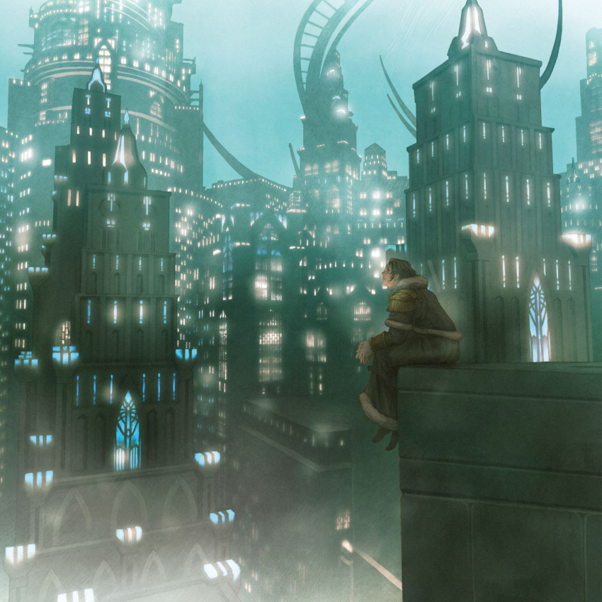 1boy building city emet-selch final_fantasy final_fantasy_xiv highres kuroimori official_art scenery second-party_source sitting solo square_enix