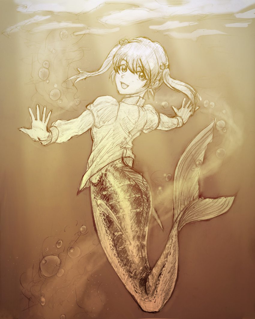 1girl fish ibarazaki_emi katawa_shoujo mermaid monster_girl pfs-kun