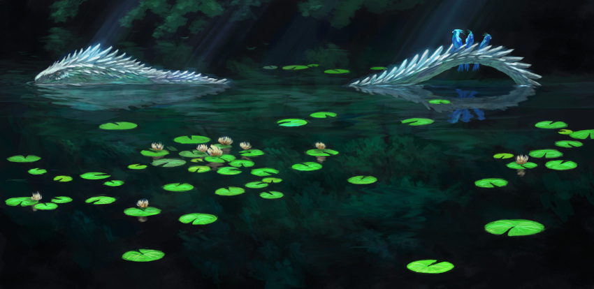 dragon flower lily_pad no_humans original scenery source_request water