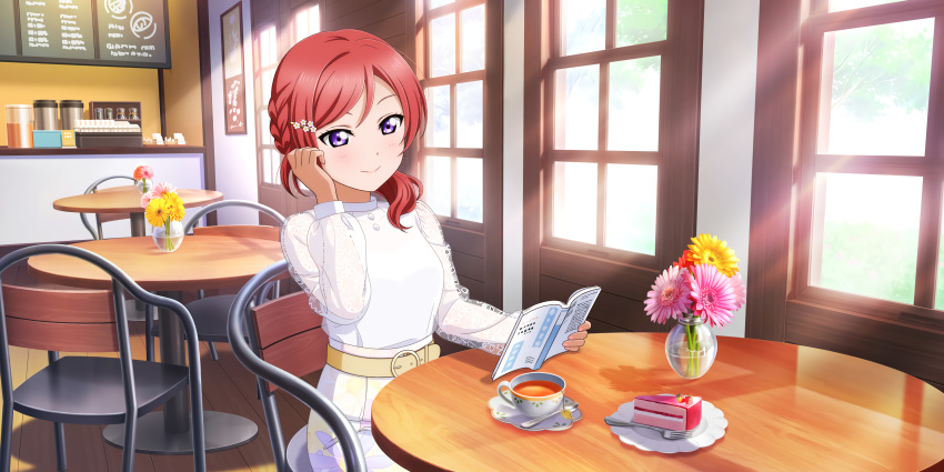 blush dress love_live!_school_idol_festival_all_stars nishikino_maki red_eyes short_hair violet_eyes