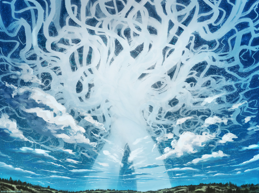 anato_finnstark berserk blue_sky clouds commentary day english_commentary giant_tree highres making-of_available no_humans outdoors scenery sky tree