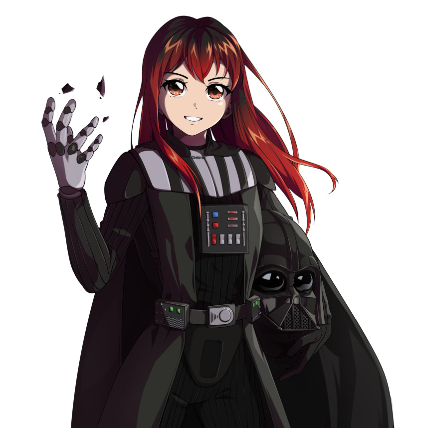 absurdres cosplay darth_vader darth_vader_(cosplay) epic_fail_project epica-chan erica_naito highres mechanical_arms mechanical_parts original redhead self_upload single_mechanical_arm star_wars
