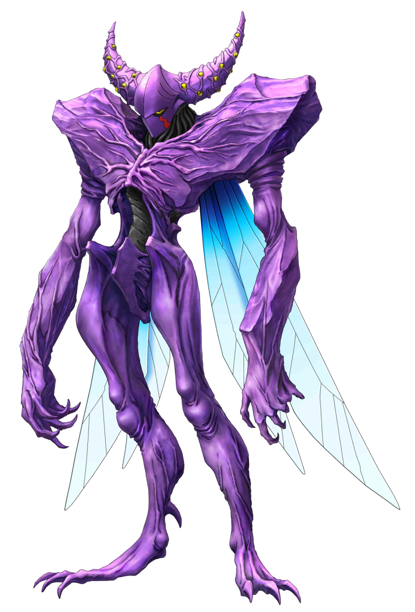 angra_mainyu_(shin_megami_tensei) arms_at_sides claws colored_skin demon full_body highres horns insect_wings kazuma_kaneko long_arms no_humans no_mouth official_art purple_skin shin_megami_tensei:_if... shin_megami_tensei:_liberation_dx2 solo standing third-party_source transparent_background wings yellow_eyes